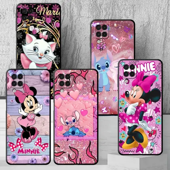 Telefon schwarz Fall für Samsung Galaxy A13 A22 5g A51 A32 A54 A23 A72 A12 A52 A34 A33 Silikon hülle Minnie Stitch Anne Disney Cas 2