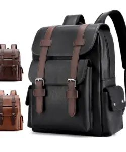 2023 Männer Rucksack Pu Leder Rucksack große Laptop Rucksäcke männliche Mochi las schwarze Schult asche für Teenager Jungen braun Sack a dos