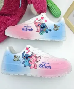 Disney Anime x Stitch Angel Sneaker Cartoon Board Shoes Women Summer Breathable Versatile Couples Cute Students Leisure Shoes
