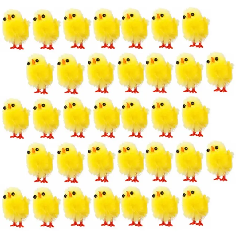 60 stücke Simulation Mini Ostern Küken künstliche Plüsch gelbe Huhn Desktop-Ornament Frühlings party begünstigt Dekoration 6