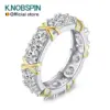 Knob spin d vvs1 Moissan ite Ring für Frau Verlobung Hochzeit Schmuck mit gra 925 Sterling Silber plattiert Weißgold Ewigkeit Band