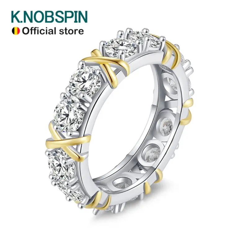 Knob spin d vvs1 Moissan ite Ring für Frau Verlobung Hochzeit Schmuck mit gra 925 Sterling Silber plattiert Weißgold Ewigkeit Band