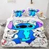 Disney Stitch Cartoon 3d bedruckte Bettwäsche dreiteilige Kinderheim Textil Set Bett bezug Kissen bezug 4