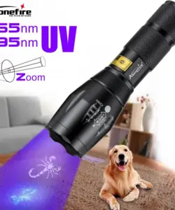 Zoom UV-LED-Taschenlampe, 365 nm, 395 nm, unsichtbare Tinte, Marker, Katze, Hund, Urin, Tinea, Erz, Geld, Skorpion, Fluoreszenzlicht, Verwendung AAA 18650