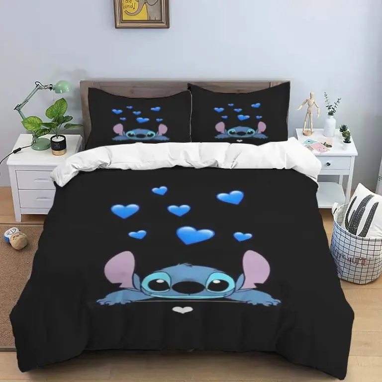 Disney Stitch Bett bezug Sets Kissen bezug Bettwäsche Set Kinder Kinder Prinzessin Geschenk Mädchen Single Queen King Size Bettwäsche 5