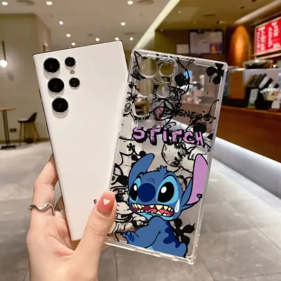 Cartoon Disney niedlichen Stich für Samsung Galaxy S24 S23 S22 S21 S20 Fe Ultra Plus S10 Lite 5G transparente Telefon hülle 2