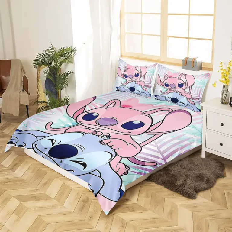 Cartoon niedlichen Stich Bett bezug Kinder Bettwäsche Set Quilt Bett bezug Kissen bezug Kinder Bett bequeme Abdeckung Bett Set Twin King 3