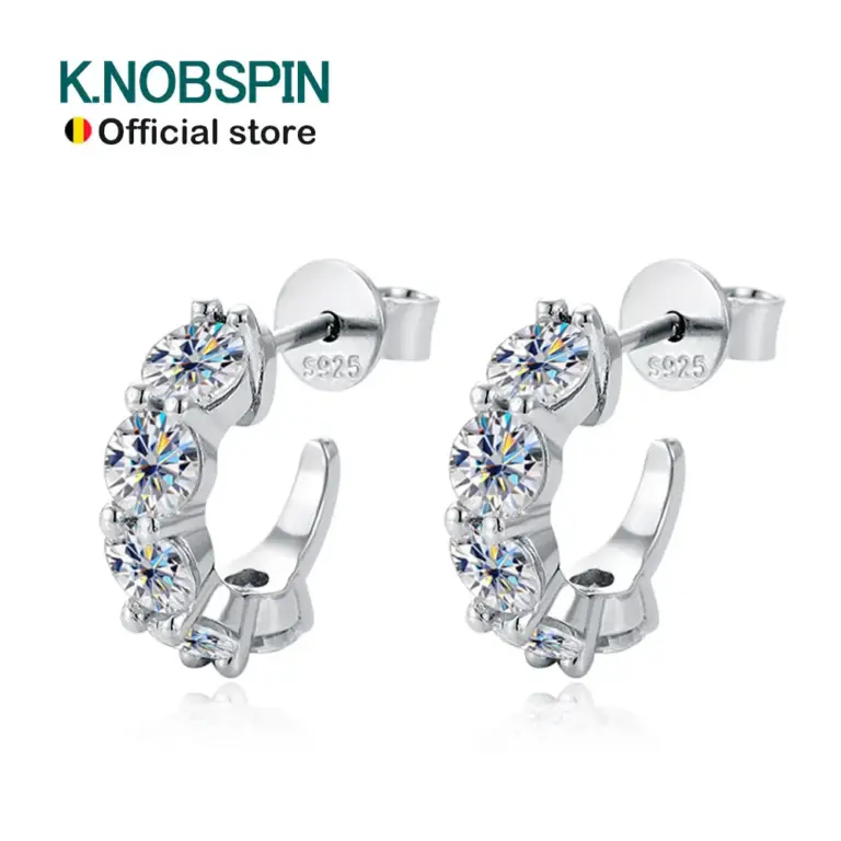 Knob spin d vvs1 Moissan ite Ohrring s925 Sterling versilbert 18 Karat Weißgold edler Schmuck mit gra Hochzeits ohrringen für Frauen