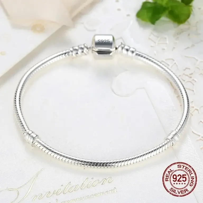 Luxuriöses handgefertigtes Original-Edelschmuck-Charm-Armband aus 925er-Sterlingsilber, weiche, glatte Schlangenknochen-Armbänder für Frauen 4