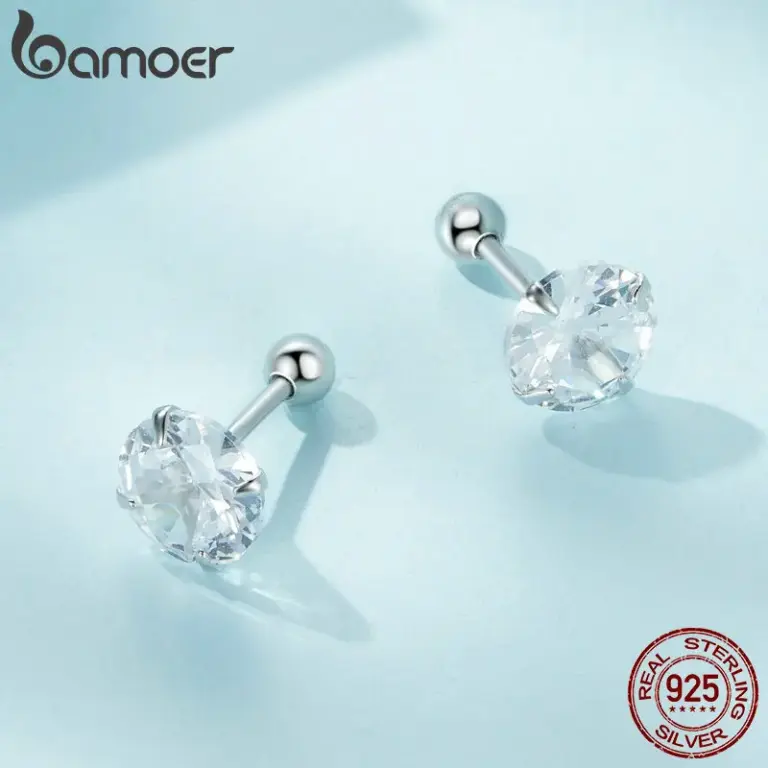 Bamoer platini ert klassische cz Ohr stecker 925 Sterling silber hypo allergen elegante Ohrringe Modeschmuck 3mm 5mm 7mm 5