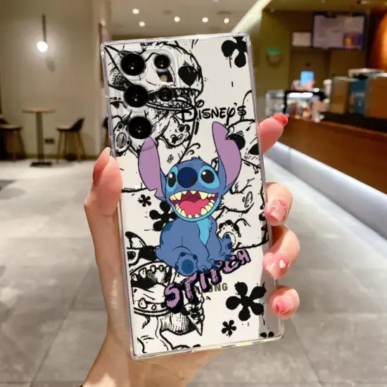 Cartoon Disney niedlichen Stich für Samsung Galaxy S24 S23 S22 S21 S20 Fe Ultra Plus S10 Lite 5G transparente Telefon hülle 5