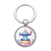 Disney Stitch köstlichen Donut Saft niedlichen Foto Glas Cabochon Schlüssel bund Tasche Auto Schlüssel anhänger Ring halter Charms Schlüssel anhänger Geschenk 3