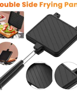 Doppelseitige Bratpfanne Antihaft-Sandwich-Toast hersteller Flip-Grill pfanne aus Aluminium legierung mit Griff Küchen kochgeschirr Grill werkzeuge