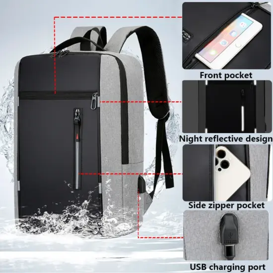 Wasserdichter Business-Rucksack für Herren, USB-Schulrucksäcke, 15,6-Zoll-Laptop-Rucksack, große Kapazität, Rucksäcke für Herren, Rucksacktaschen 2