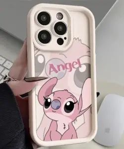 Süße Disney Pink Stitch Paar Handyhülle für iPhone 11 12 13 14 15 Pro Max X XR XS MAX 8 7 Plus Silikon stoßfeste Hüllen Abdeckung