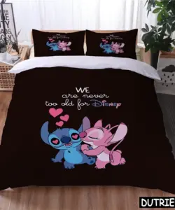 Lilo und Stich Kawaii Bettwäsche Set Queen King Size Disney Cartoon Bett bezug Set 2/3 Stück Bett bezug und Kissen bezug Heim textilien