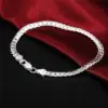 925 Sterling Silber klassische flache seitliche Kette Armbänder Halskette für Frauen Herrenmode Party Hochzeits schmuck Geschenke Pulse ras 4