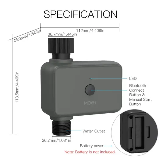 MOES Smart Tuya Bluetooth Gartenwasser-Timer, Regenverzögerung, programmierbarer automatischer Bewässerungstimer mit Hub erforderlich 6
