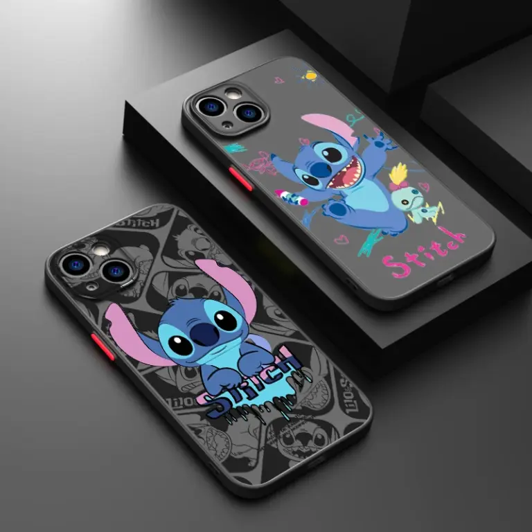 Kunst Cartoon Stitch Handy hülle für iPhone 15 14 13 12 11 Pro Max Mini XS Max XR X 8 Plus Se matti erte durchscheinende Abdeckung