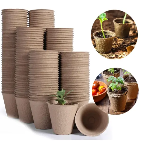 Kokos-Kokos-Samen-Starter, Pflanztöpfe, biologisch abbaubare Kindergartentöpfe, Setzlingstöpfe, Keimschalen, Etiketten, Samen, Aussaat