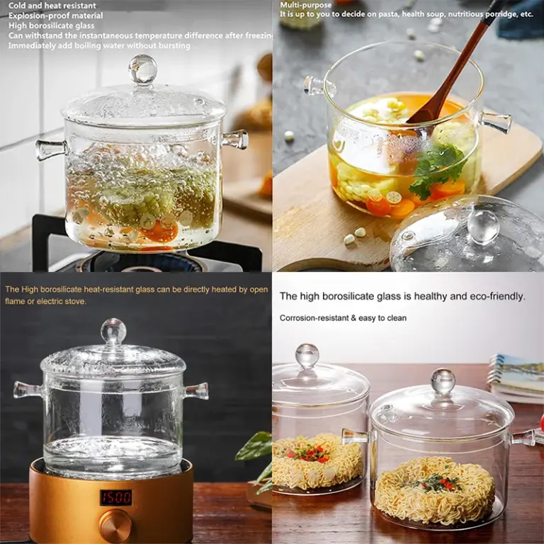 YMEEI 1.5/1,7 L Haushalts Transparent Glas Suppe Topf Wärme-beständig Nudel Topf Gas Herd Glas Schüssel Küche kochen Werkzeuge 4