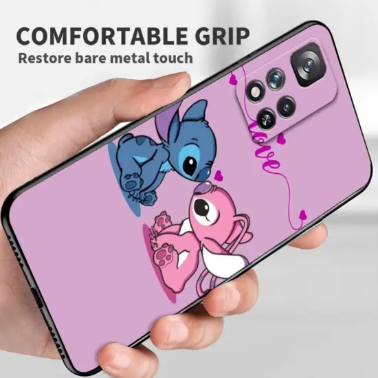 Anime Stitch süße Disney für Xiaomi Redmi Note 12 12s Turbo 11 11t 11s 10 10s 9 8 8t 7 Pro plus 5g schwarze Handy hülle Abdeckung 5