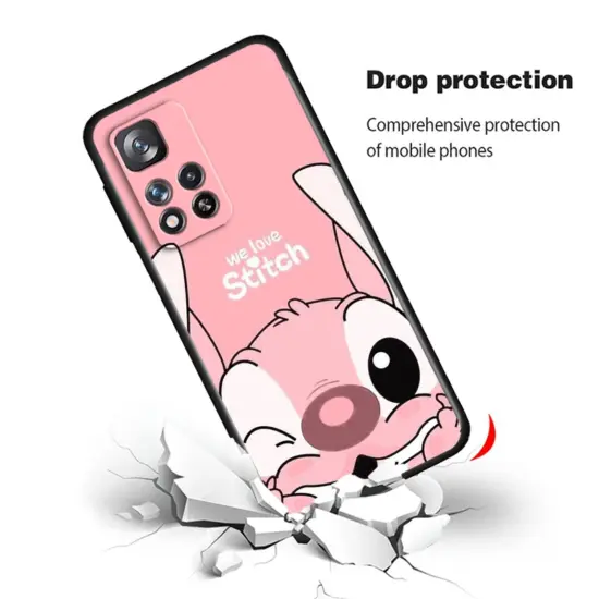 Anime Stitch süße Disney für Xiaomi Redmi Note 12 12s Turbo 11 11t 11s 10 10s 9 8 8t 7 Pro plus 5g schwarze Handy hülle Abdeckung 6