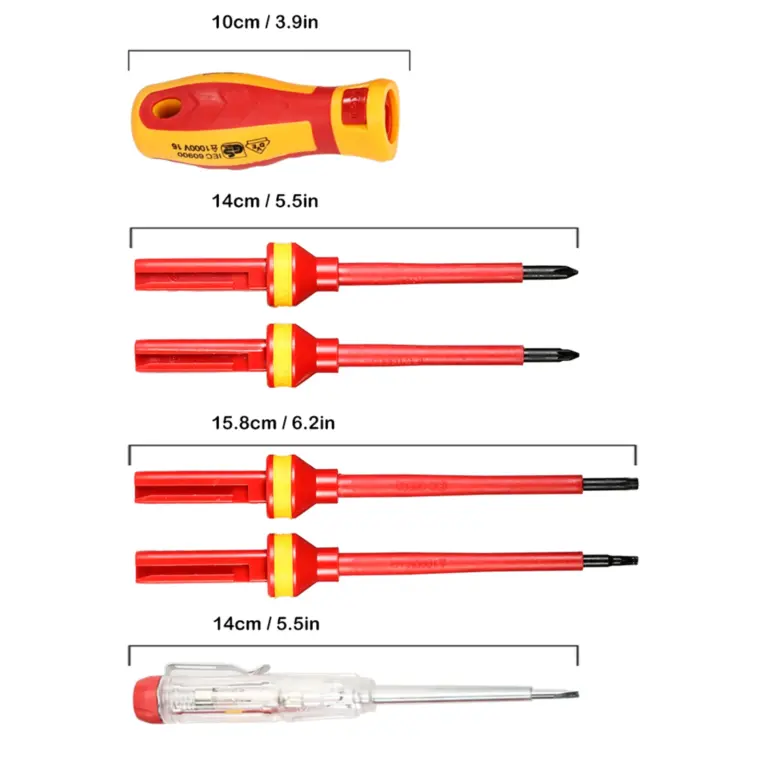 13-teiliges 1000-V-Set mit austauschbaren isolierten Schraubendrehern und magnetischen Schlitz-Phillips-Pozidriv-Torx-Bits, Elektriker-Reparatur-Werkzeug-Set 5