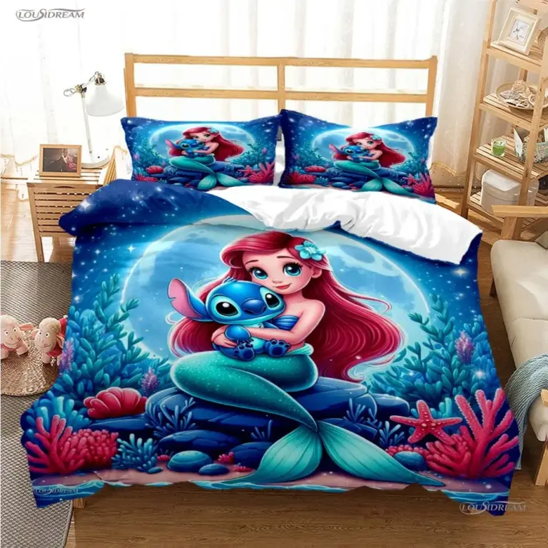 Disney Stitch Cartoon geschnitten ganzjährig Bett bezug Bettdecke Bettwäsche Set weichen Bett bezug und Kissen bezüge Single/Double/Queen/King 5