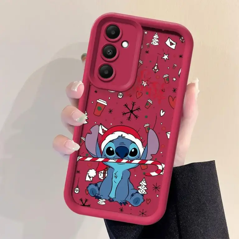 Hülle für Samsung Galaxy A54 A52 A14 A53 A12 A13 A50 A23 A71 A34 A51 A33 A21s A32 A15 A05s Handyhülle Cartoon Stitch Weihnachten 3