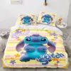 Disney Stitch Cartoon 3d bedruckte Bettwäsche dreiteilige Kinderheim Textil Set Bett bezug Kissen bezug 5