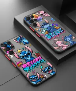 Lilo cartoon niedlicher stich für samsung galaxy s23 s22 s21 s20 fe ultra plus s10 lite 5g gefrostete durchscheinende telefon hülle