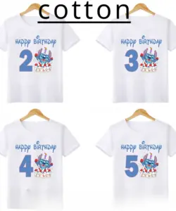 Disney Lilo & Stitch alles Gute zum Geburtstag Kinder T-Shirt Mädchen Kleidung 1 2 3 4 5 6 7 8 9 Jahre Jungen lustige T-Shirt Kinder kleidung