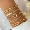 Iparam Gold Farbe Silber Farbe Charm Armband Armreifen für Frauen Punk Bordstein kubanische Kette Armbänder Set Boho Modeschmuck Geschenke 2