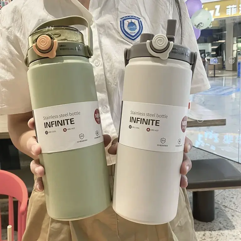 1L/1,2 L Thermo Flasche Edelstahl Große Kapazität Vakuum Flasche Mit Stroh Tumbler Kalte Heiße Getränke Thermos Tasse gym Drink 3