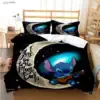 Disney Stitch Cartoon geschnitten ganzjährig Bett bezug Bettdecke Bettwäsche Set weichen Bett bezug und Kissen bezüge Single/Double/Queen/King 4