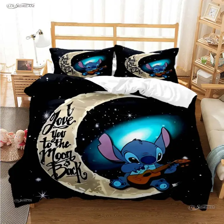 Disney Stitch Cartoon geschnitten ganzjährig Bett bezug Bettdecke Bettwäsche Set weichen Bett bezug und Kissen bezüge Single/Double/Queen/King 4