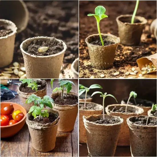 Kokos-Kokos-Samen-Starter, Pflanztöpfe, biologisch abbaubare Kindergartentöpfe, Setzlingstöpfe, Keimschalen, Etiketten, Samen, Aussaat 5