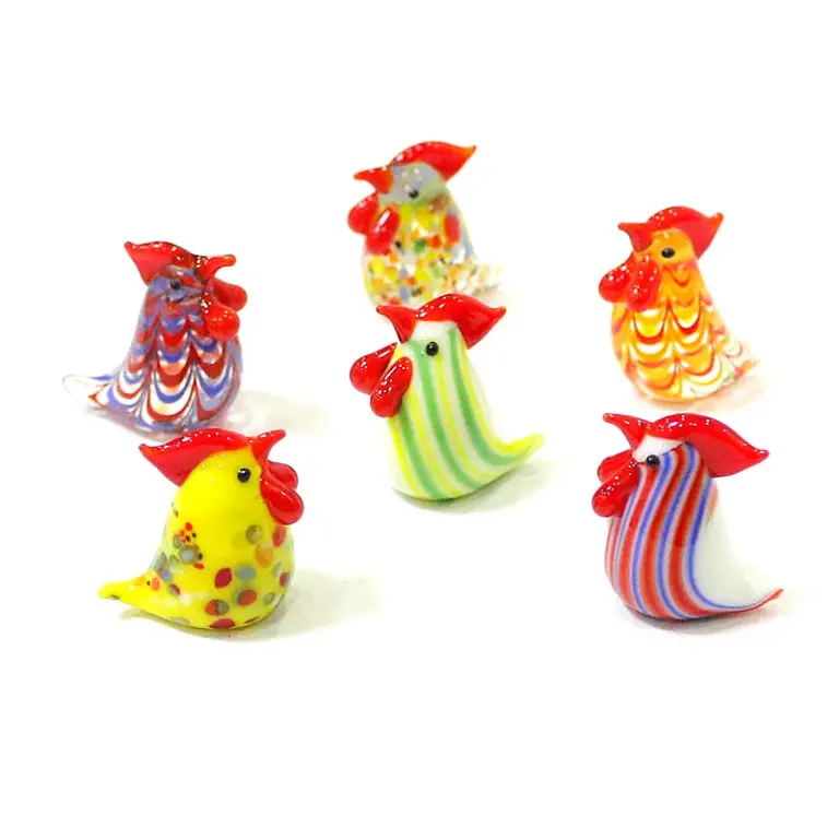 6 stücke niedlichen Huhn Mini Figur Glas Ornamente Kawaii Hahn Ostern Hahn winzige Statue nach Hause Wohnzimmer Tisch Fee Garten Dekor 3