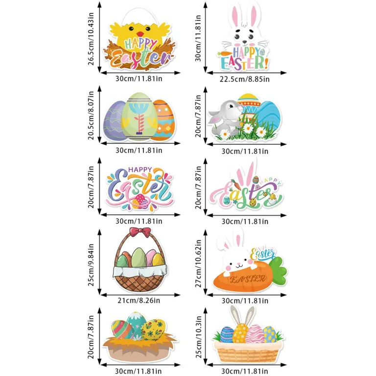 Glückliche Ostern hängende Tür Banner Hase Ei Karotte Muster Papier Couplet Ostern Dekoration für zu Hause 2024 Frühling Party Kaninchen Geschenk 6