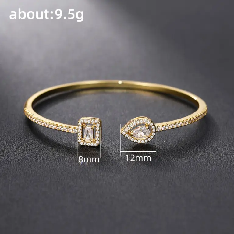 Huitan trend ige Luxus Damen Manschette Armband mit brillanten Zirkonia grün/Kristall/Blau Silber Farbe/Gold Farbe 2022 Schmuck 6