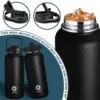 Feijian Thermos flasche mit Stroh Sport Edelstahl Vakuum flasche isolierte Wasser flasche mit Griff deckel 950/1200ml 2