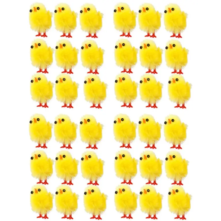 60 stücke Simulation Mini Ostern Küken künstliche Plüsch gelbe Huhn Desktop-Ornament Frühlings party begünstigt Dekoration 5