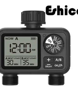 Eshico M06-BS 2-Ausgänge, Zifferblatt und Knopfwasser-Timer, automatisches zeitgesteuertes Bewässerungssystem, für den Außenbereich, Haus, Garten, Rasen, Gewächshaus
