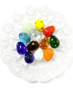 6Stück 25x18mm Ostern Ei Geformt Mini Murano Glas Oval Ball Handwerk Ornamente Seltene Marmor Nette Handgemachte kiesel Für Urlaub Dekor