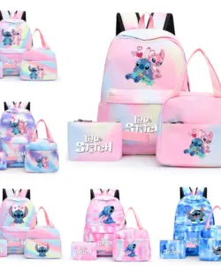 3 teile/satz Disney Lilo Stich Student Junge Mädchen Schult asche bunte Rucksack mit Lunch Bag Kinder Teenager Cartoon Schule Bücher tasche