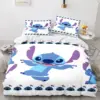 Disney Stitch Cartoon 3d bedruckte Bettwäsche dreiteilige Kinderheim Textil Set Bett bezug Kissen bezug 6