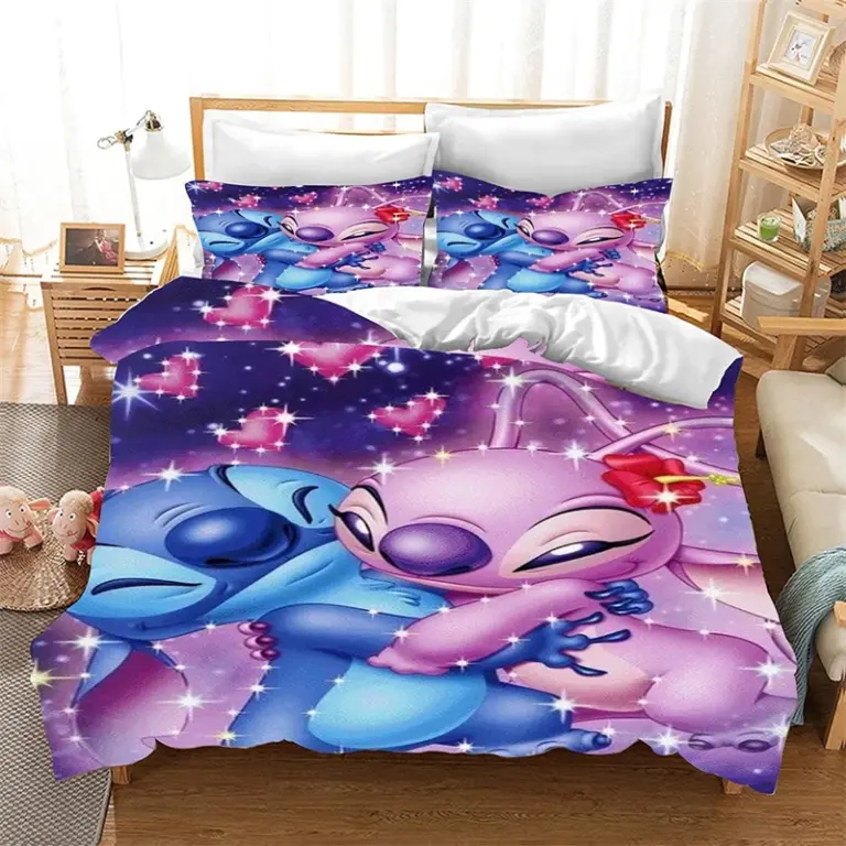 Miniso 3-teiliger Lilo & Stitch Bett bezug mit Reiß verschluss und 1 oder 2 Kissen bezug, 50x75 | Mädchen Teen Bettwäsche Set Kinder Zeug Geschenke Dekor