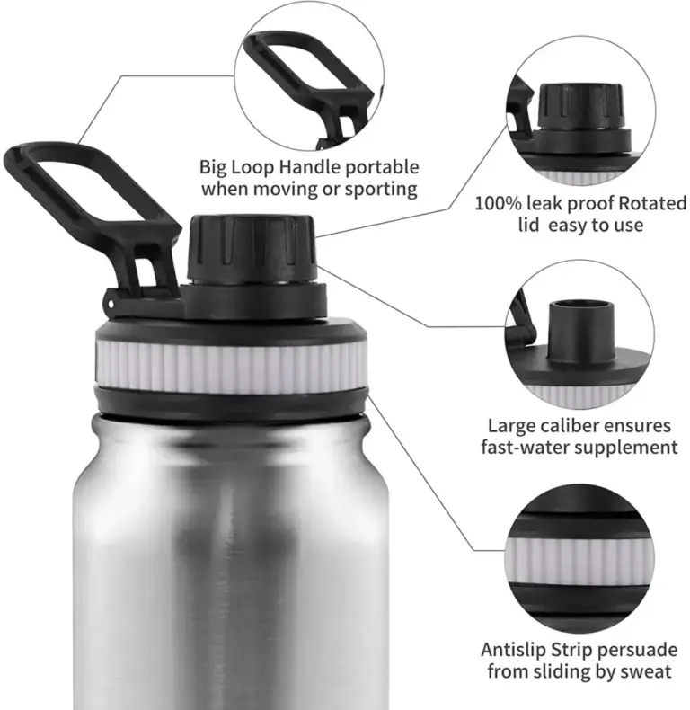 304 Edelstahl Thermos flasche tragbare doppelwandige Reise becher Vakuum flasche isoliert Becher Wasser flasche 600/800/1000ml 2