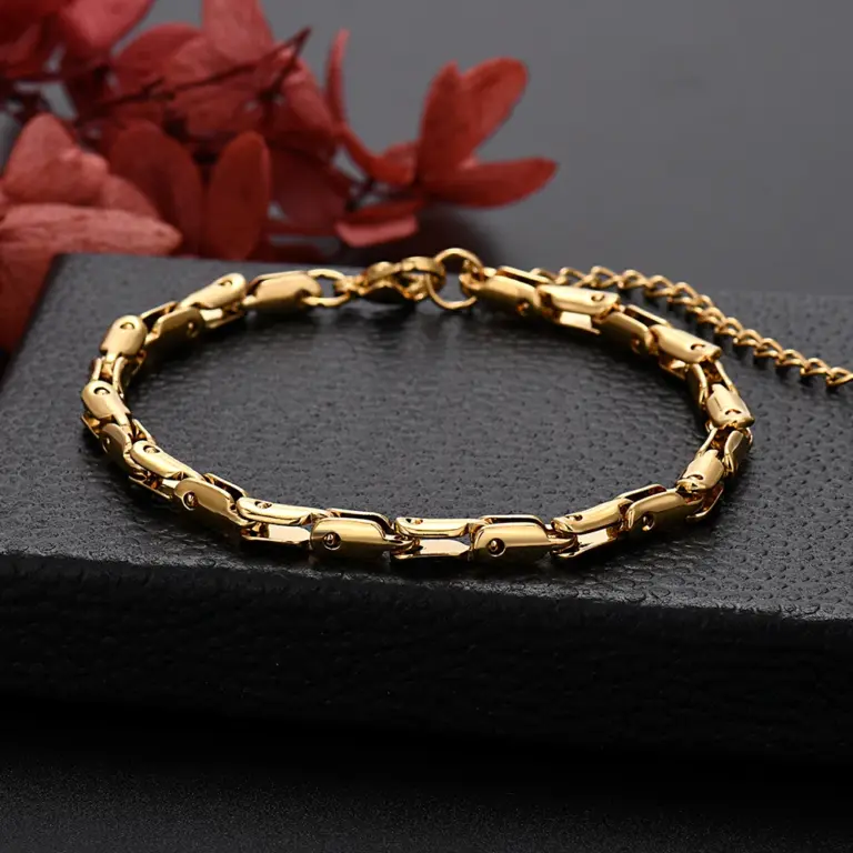 Koreanische Mode massives Silber 18 Karat Gold gefüllt einzigartige Kette Armbänder für Männer Charme Frauen Hochzeits feier 18 5cm Geschenke Schmuck 3